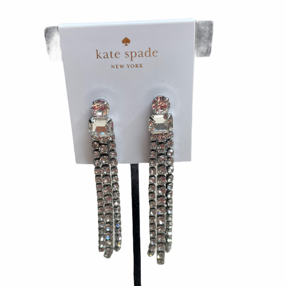Kate Spade Glitzville Fringe Earrings Clear